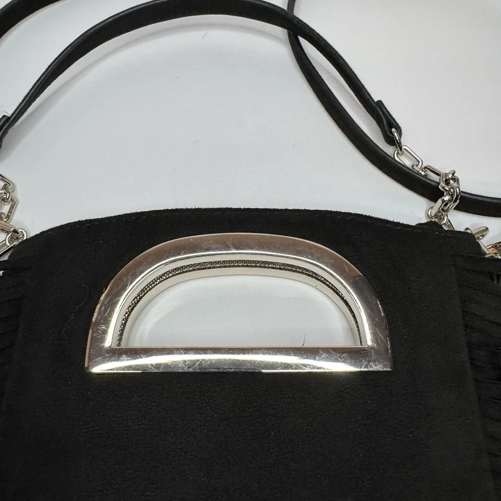 White House Black Market Black Satchel Crossbody Bag Tassel Womens‎